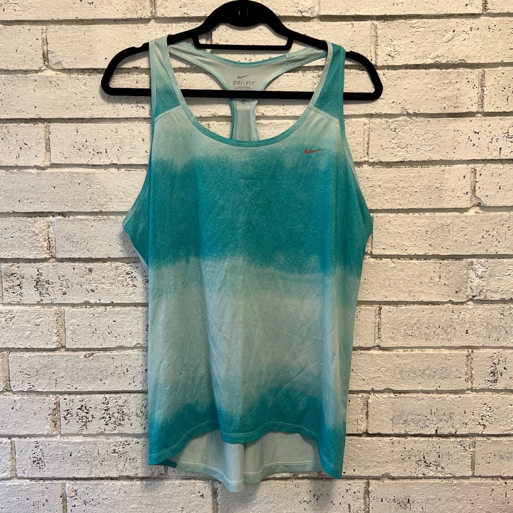 Nike Women's Dri-Fit Turquoise Ombre Hi-Low Tank